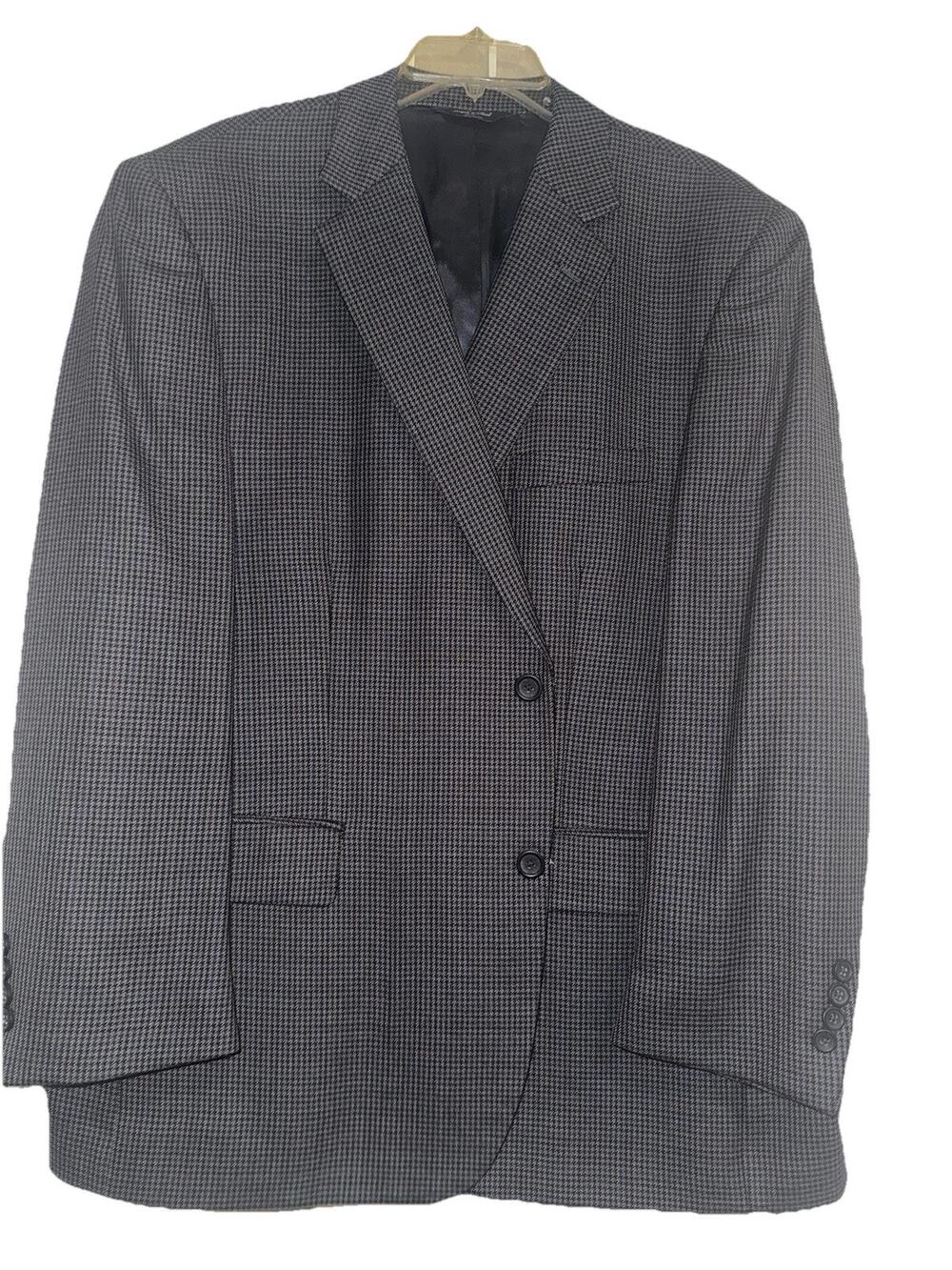 Joseph Feiss Blazer Mens 46S Houndstooth 2 Button Gold 100% Wool Sport coat